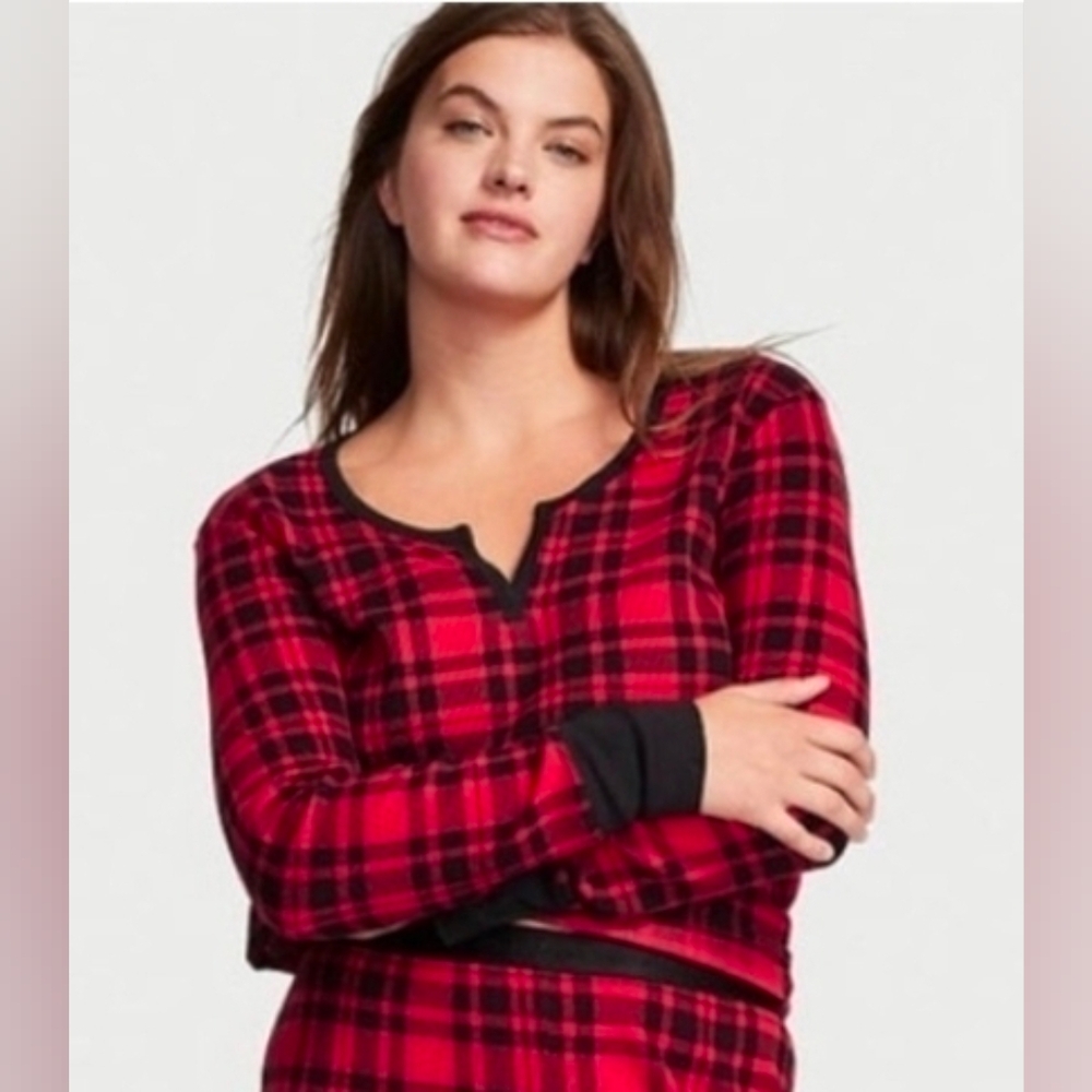 Victoria's Secret Buffalo Plaid Pajama Top With Flaw Large